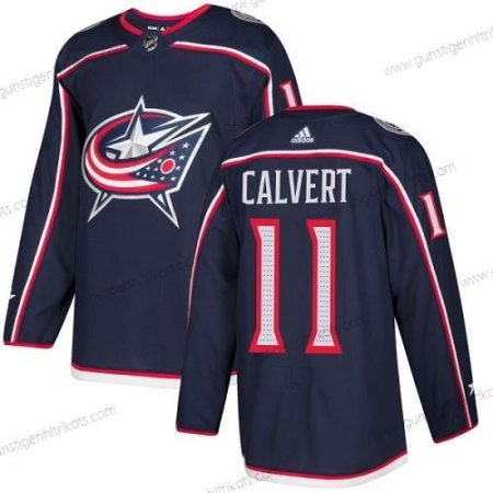 Adidas Herren Columbus Blue Jackets #11 Matt Calvert Heimtrikots Authentisch Strickerei NHL Trikots – Marineblau Blau