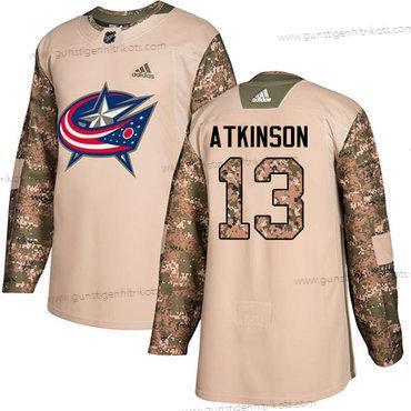 Adidas Herren Columbus Blue Jackets #13 Cam Atkinson Authentisch 2017 Veterans Day Strickerei NHL Trikots – Tarnfarbe