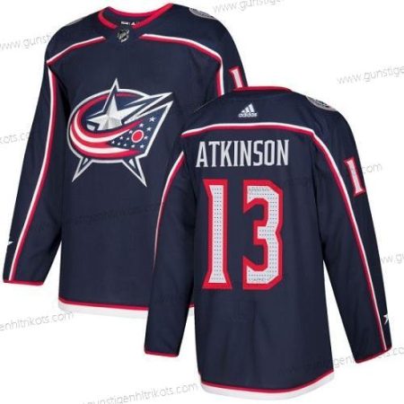 Adidas Herren Columbus Blue Jackets #13 Cam Atkinson Heimtrikots Authentisch Strickerei NHL Trikots – Marineblau Blau