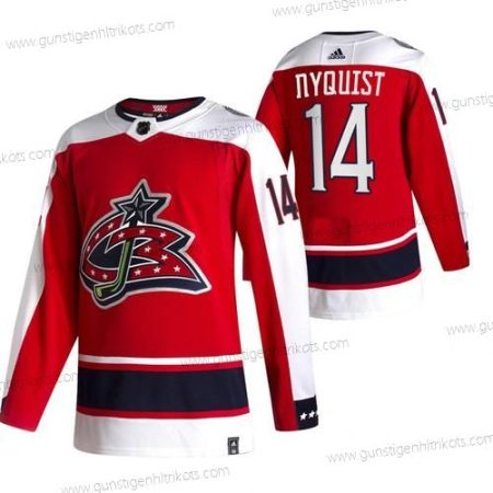 Adidas Herren Columbus Blue Jackets #14 Gustav Nyquist 2020-21 Rückseite Retro ersatzweise NHL Trikots – Rot