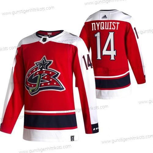 Adidas Herren Columbus Blue Jackets #14 Gustav Nyquist 2020-21 Rückseite Retro ersatzweise NHL Trikots – Rot