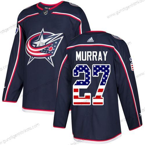 Adidas Herren Columbus Blue Jackets #27 Ryan Murray Heimtrikots Authentisch USA Flag Strickerei NHL Trikots – Marineblau Blau