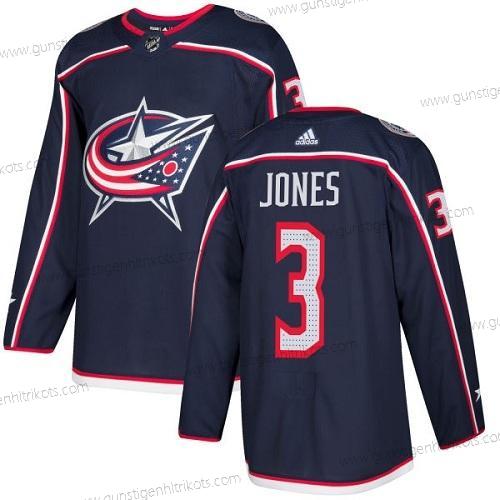 Adidas Herren Columbus Blue Jackets #3 Seth Jones Heimtrikots Authentisch Strickerei NHL Trikots – Marineblau Blau