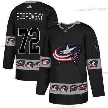 Adidas Herren Columbus Blue Jackets #72 Sergei Bobrovsky Team Logos Trikots – Schwarz