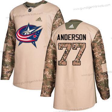 Adidas Herren Columbus Blue Jackets #77 Josh Anderson Authentisch 2017 Veterans Day Strickerei NHL Trikots – Tarnfarbe