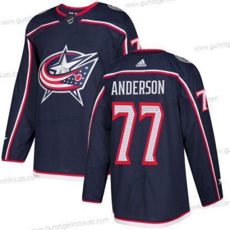 Adidas Herren Columbus Blue Jackets #77 Josh Anderson Heimtrikots Authentisch Strickerei NHL Trikots – Marineblau Blau