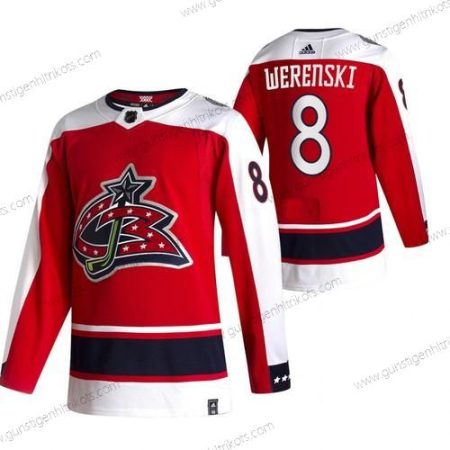 Adidas Herren Columbus Blue Jackets #8 Zach Werenski 2020-21 Rückseite Retro ersatzweise NHL Trikots – Rot