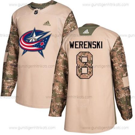 Adidas Herren Columbus Blue Jackets #8 Zach Werenski Authentisch 2017 Veterans Day Strickerei NHL Trikots – Tarnfarbe