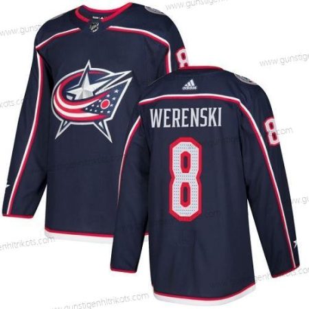 Adidas Herren Columbus Blue Jackets #8 Zach Werenski Heimtrikots Authentisch Strickerei NHL Trikots – Marineblau Blau