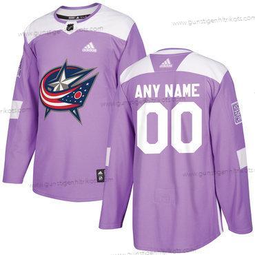 Adidas Herren Columbus Blue Jackets Personalisiertes Hockey Bekämpft Krebs Praxis Trikots – Lila Rosa