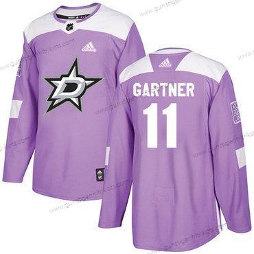 Adidas Herren Dallas Stars #11 Mike Gartner Authentisch Bekämpft Krebs Strickerei NHL Trikots – Lila