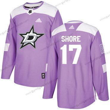 Adidas Herren Dallas Stars #17 Devin Shore Authentisch Bekämpft Krebs Strickerei NHL Trikots – Lila