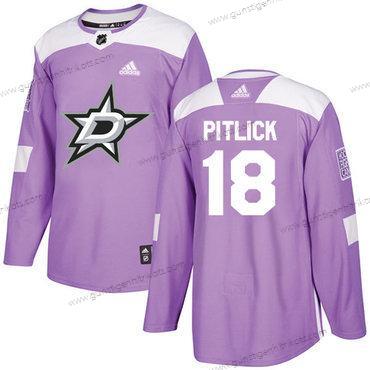 Adidas Herren Dallas Stars #18 Tyler Pitlick Authentisch Bekämpft Krebs Strickerei NHL Trikots – Lila