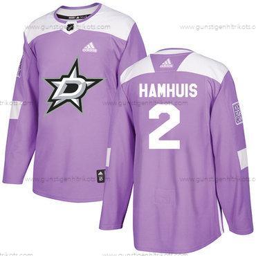 Adidas Herren Dallas Stars #2 Dan Hamhuis Authentisch Bekämpft Krebs Strickerei NHL Trikots – Lila