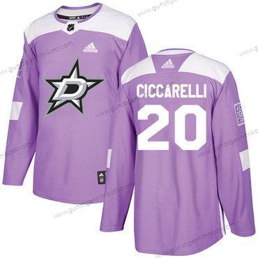 Adidas Herren Dallas Stars #20 Dino Ciccarelli Authentisch Bekämpft Krebs Strickerei NHL Trikots – Lila