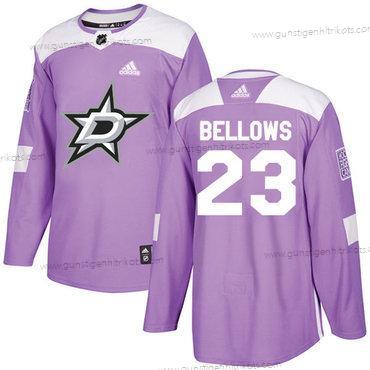 Adidas Herren Dallas Stars #23 Brian Bellows Authentisch Bekämpft Krebs Strickerei NHL Trikots – Lila