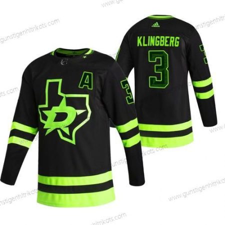 Adidas Herren Dallas Stars #3 John Klingberg 2020-21 Rückseite Retro ersatzweise NHL Trikots – Schwarz