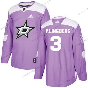 Adidas Herren Dallas Stars #3 John Klingberg Authentisch Bekämpft Krebs Strickerei NHL Trikots – Lila