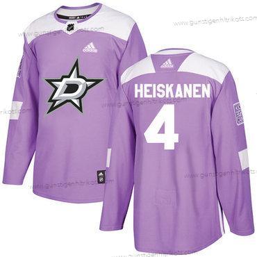 Adidas Herren Dallas Stars #4 Miro Heiskanen Authentisch Bekämpft Krebs Strickerei NHL Trikots – Lila