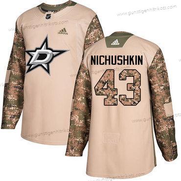 Adidas Herren Dallas Stars #43 Valeri Nichushkin Authentisch 2017 Veterans Day Strickerei NHL Trikots – Tarnfarbe