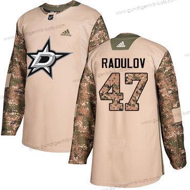 Adidas Herren Dallas Stars #47 Alexander Radulov Authentisch 2017 Veterans Day Strickerei NHL Trikots – Tarnfarbe