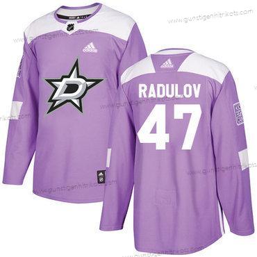 Adidas Herren Dallas Stars #47 Alexander Radulov Authentisch Bekämpft Krebs Strickerei NHL Trikots – Lila