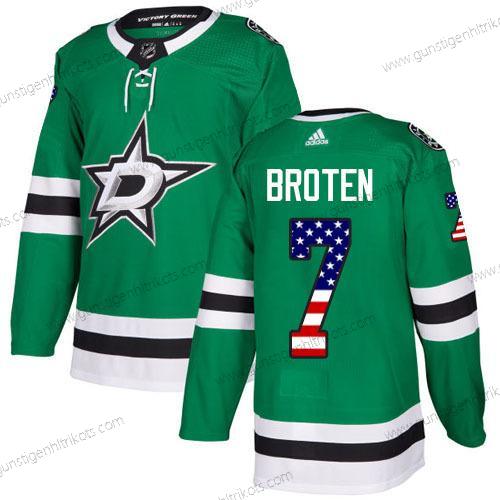 Adidas Herren Dallas Stars #7 Neal Broten Heimtrikots Authentisch USA Flag Strickerei NHL Trikots – Grün