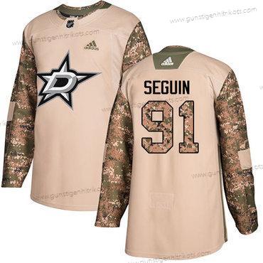 Adidas Herren Dallas Stars #91 Tyler Seguin Authentisch 2017 Veterans Day Strickerei NHL Trikots – Tarnfarbe