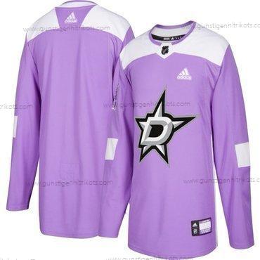 Adidas Herren Dallas Stars Personalisiertes Hockey Bekämpft Krebs Praxis Trikots – Lila Rosa