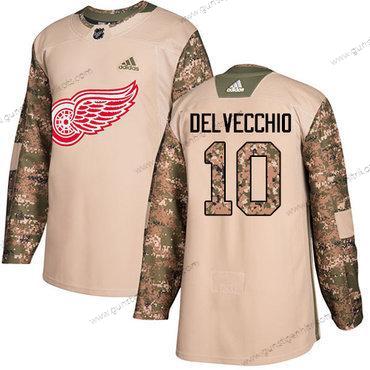 Adidas Herren Detroit Red Wings #10 Alex Delvecchio Authentisch 2017 Veterans Day Strickerei NHL Trikots – Tarnfarbe