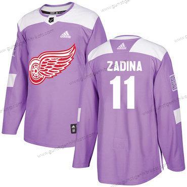 Adidas Herren Detroit Red Wings #11 Filip Zadina Authentisch Cancer Praxis Trikots – Lila