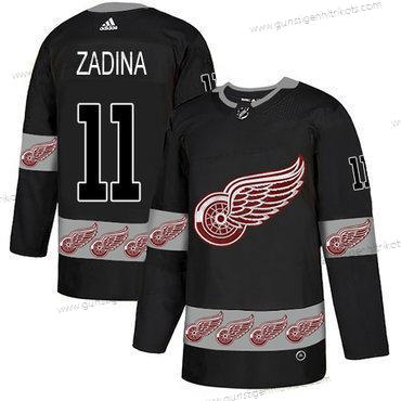 Adidas Herren Detroit Red Wings #11 Filip Zadina Authentisch Team Logo Trikots – Schwarz