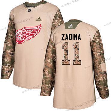 Adidas Herren Detroit Red Wings #11 Filip Zadina Authentisch Veterans Day Praxis Trikots – Tarnfarbe