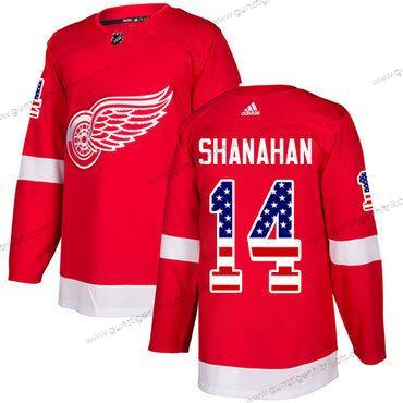 Adidas Herren Detroit Red Wings #14 Brendan Shanahan Heimtrikots Authentisch USA Flag Strickerei NHL Trikots – Rot