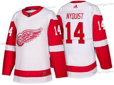 Adidas Herren Detroit Red Wings #14 Gustav Nyquist 2017-2018 Hockey Strickerei NHL Trikots – Weiß