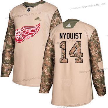 Adidas Herren Detroit Red Wings #14 Gustav Nyquist Authentisch 2017 Veterans Day Strickerei NHL Trikots – Tarnfarbe