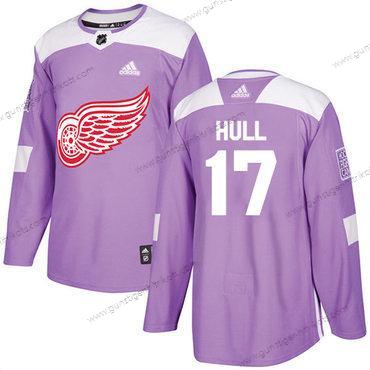 Adidas Herren Detroit Red Wings #17 Brett Hull Authentisch Bekämpft Krebs Strickerei NHL Trikots – Lila