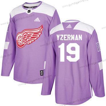 Adidas Herren Detroit Red Wings #19 Steve Yzerman Authentisch Bekämpft Krebs Strickerei NHL Trikots – Lila