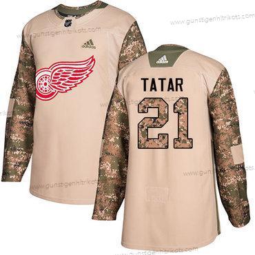 Adidas Herren Detroit Red Wings #21 Tomas Tatar Authentisch 2017 Veterans Day Strickerei NHL Trikots – Tarnfarbe