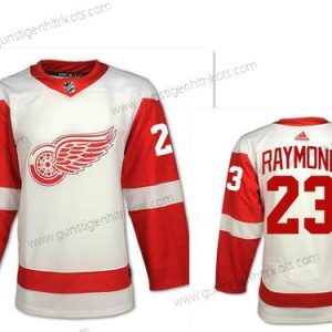 Adidas Herren Detroit Red Wings #23 Lucas Raymond Road Authentisch NHL Trikots – Weiß