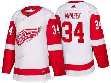 Adidas Herren Detroit Red Wings #34 Petr Mrazek 2017-2018 Hockey Strickerei NHL Trikots – Weiß