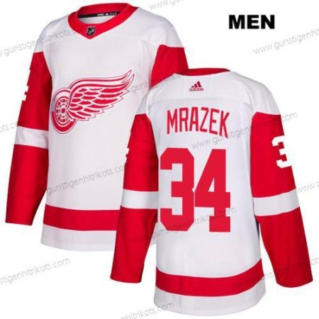 Adidas Herren Detroit Red Wings #34 Petr Mrazek Auswärtstrikots Authentisch NHL Trikots – Weiß