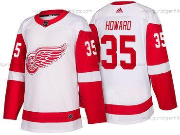 Adidas Herren Detroit Red Wings #35 Jimmy Howard 2017-2018 Hockey Strickerei NHL Trikots – Weiß