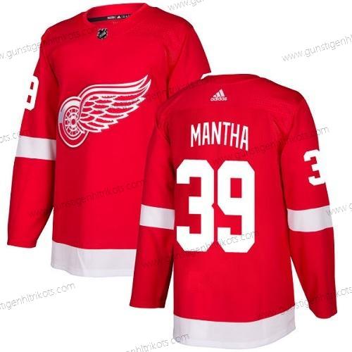 Adidas Herren Detroit Red Wings #39 Anthony Mantha Heimtrikots Authentisch Strickerei NHL Trikots – Rot