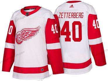 Adidas Herren Detroit Red Wings #40 Henrik Zetterberg 2017-2018 Hockey Strickerei NHL Trikots – Weiß