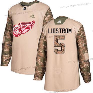 Adidas Herren Detroit Red Wings #5 Nicklas Lidstrom Authentisch 2017 Veterans Day Strickerei NHL Trikots – Tarnfarbe