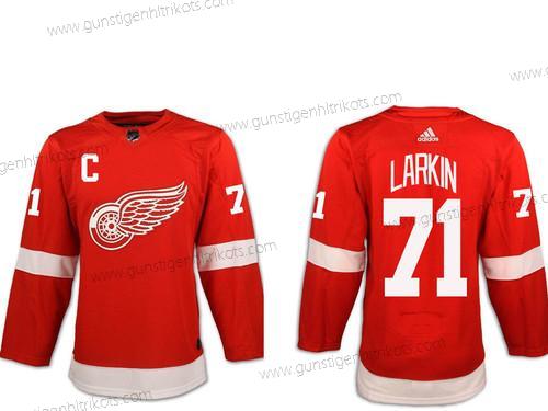 Adidas Herren Detroit Red Wings #71 Dylan Larkin With C Patch Heimtrikots Authentisch Strickerei NHL Trikots – Rot