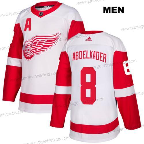 Adidas Herren Detroit Red Wings #8 Justin Abdelkade Auswärtstrikots Authentisch NHL Trikots – Weiß