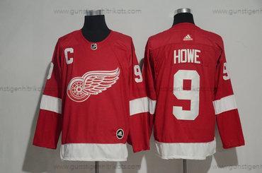 Adidas Herren Detroit Red Wings #9 Gordie Howe Heimtrikots 2017-2018 Hockey Strickerei NHL Trikots – Rot