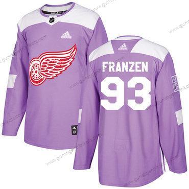 Adidas Herren Detroit Red Wings #93 Johan Franzen Authentisch Bekämpft Krebs Strickerei NHL Trikots – Lila